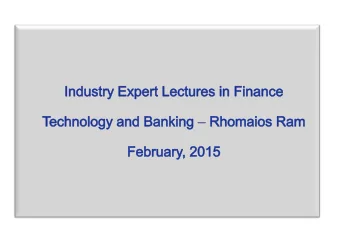 Finance, Technology and the lessons for business..  10s: Digitisation and the  future