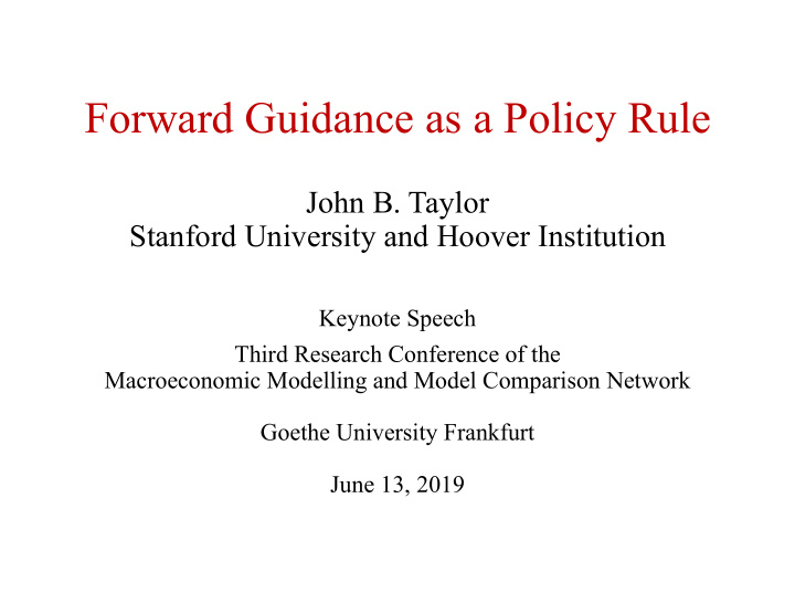 forward guidance as a policy rule
