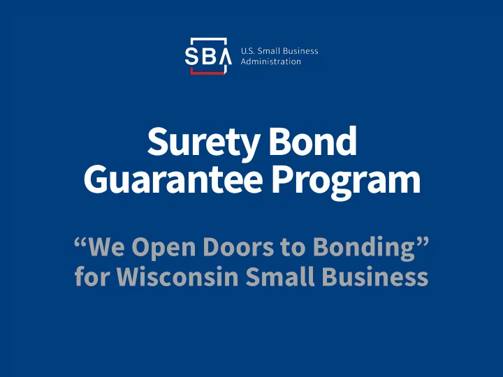surety bond guarantee program