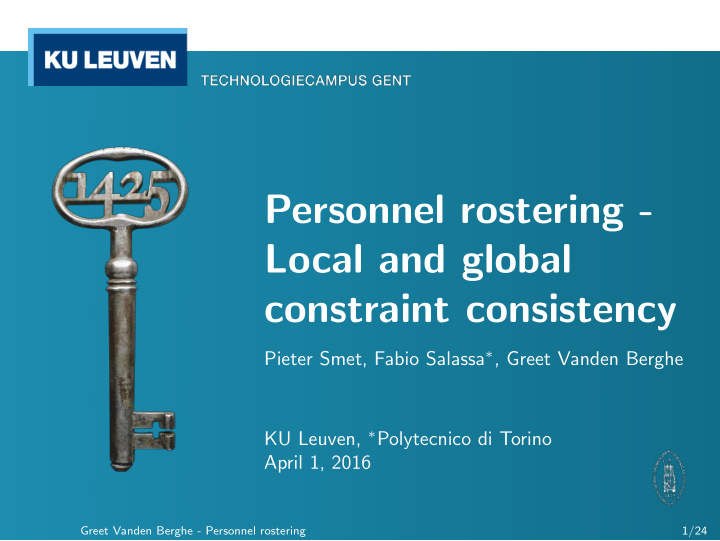 personnel rostering local and global constraint