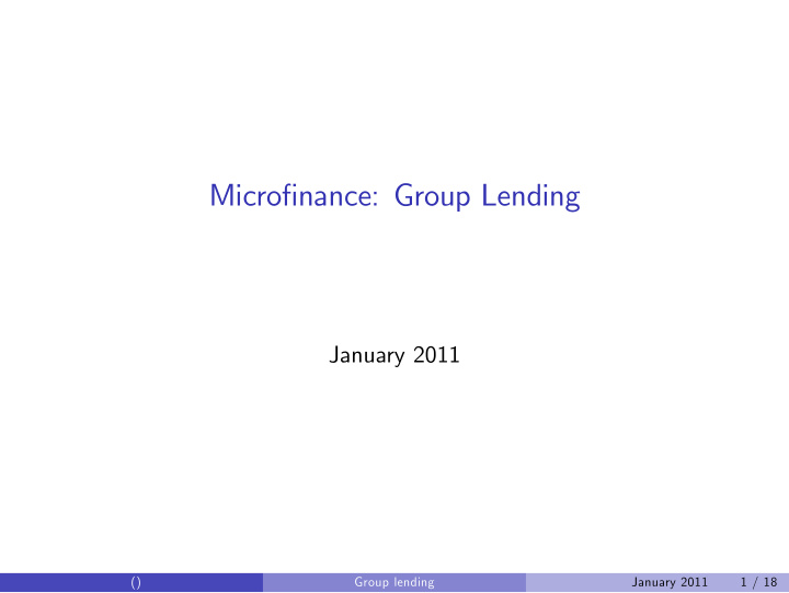 micro nance group lending