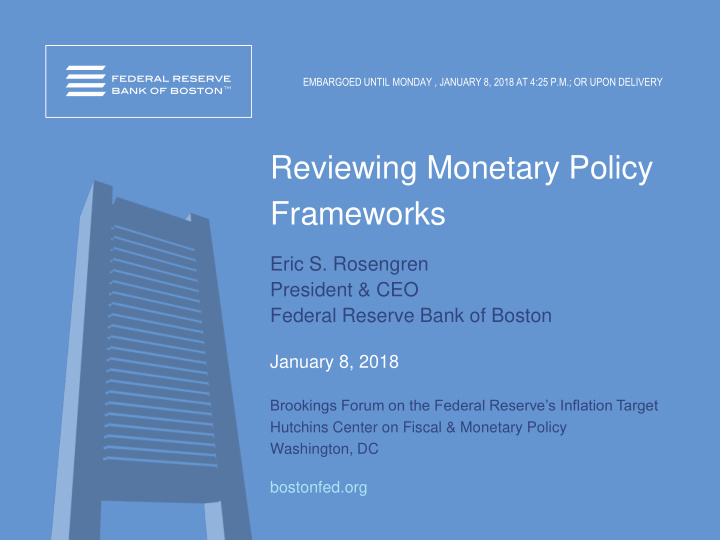reviewing monetary policy frameworks