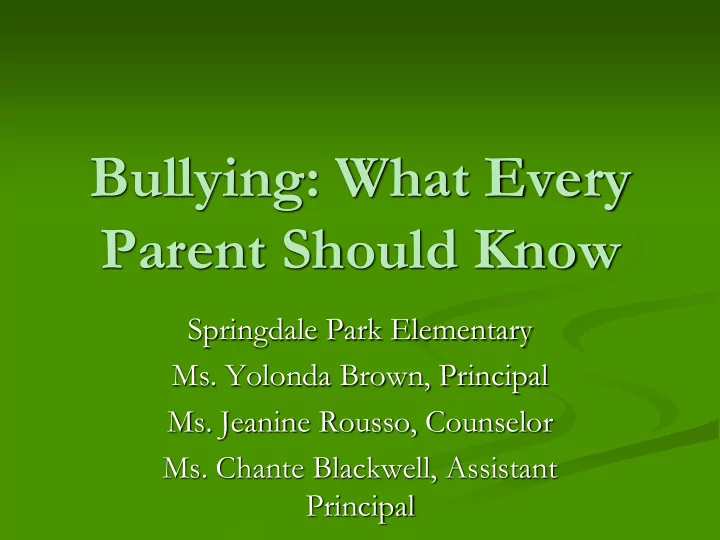 bullying what every