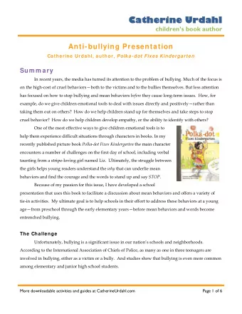 Catherine Urdahl  Catherine Urdahl  childrens book author  Anti-bullying Presentation Catherine