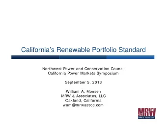 Californias Renewable Portfolio Standard  Northwest Power and Conservation Council  California