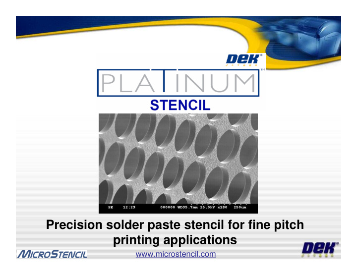 precision solder paste stencil for fine pitch printing
