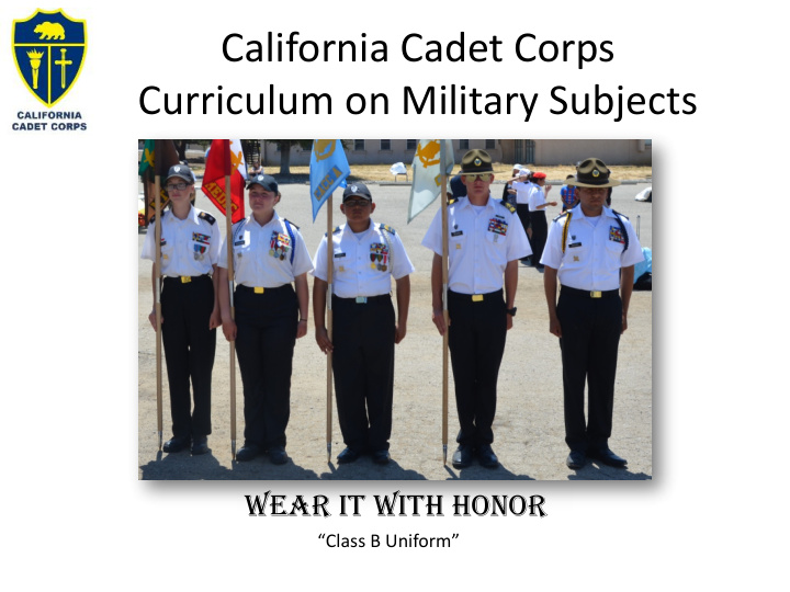 california cadet corps curriculum on military subjects