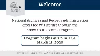 Welcome NAT I ONAL  ARCHIVES  National Archives and Records Administration  offers todays