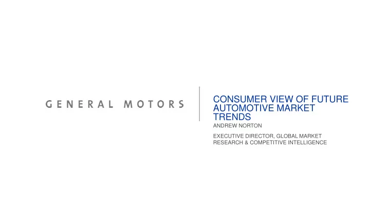 consumer view of future automotive market trends