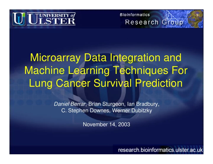 microarray data integration and machine learning