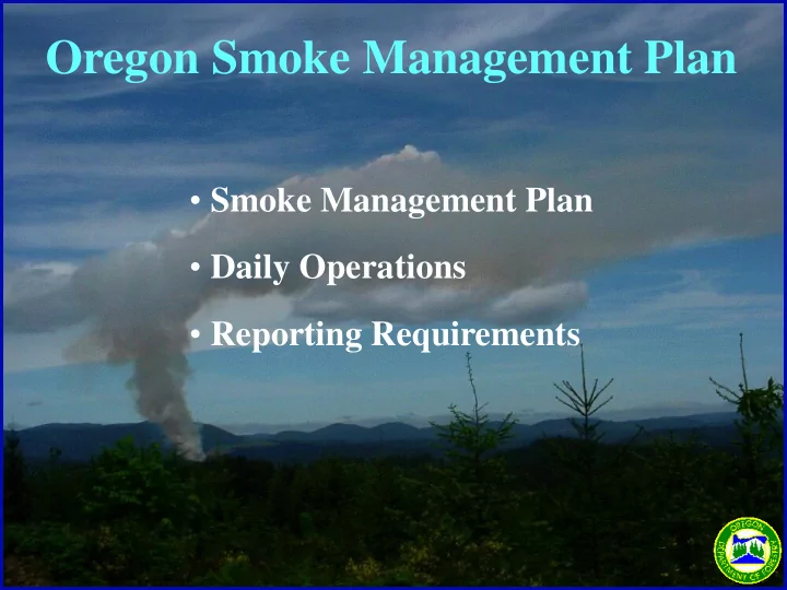 oregon smoke management plan