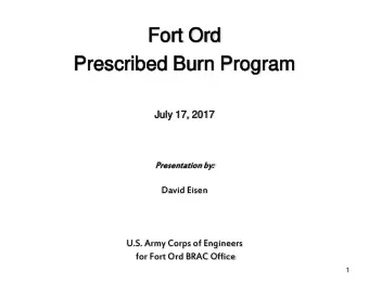 For  Fort Ord  rd  Pres  escri  ribed B  d Burn P  rn Progr  ogram  Jul  uly 17,  y 17, 2017  2017