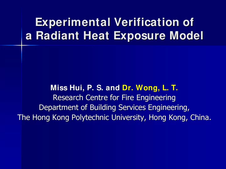 experimental verification of experimental verification of