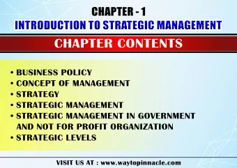 CHAPTER CONTENTS  INTRODUCTION TO STRATEGIC MANAGEMENT  INTRODUCTION TO STRATEGIC MANAGEMENT  VISIT