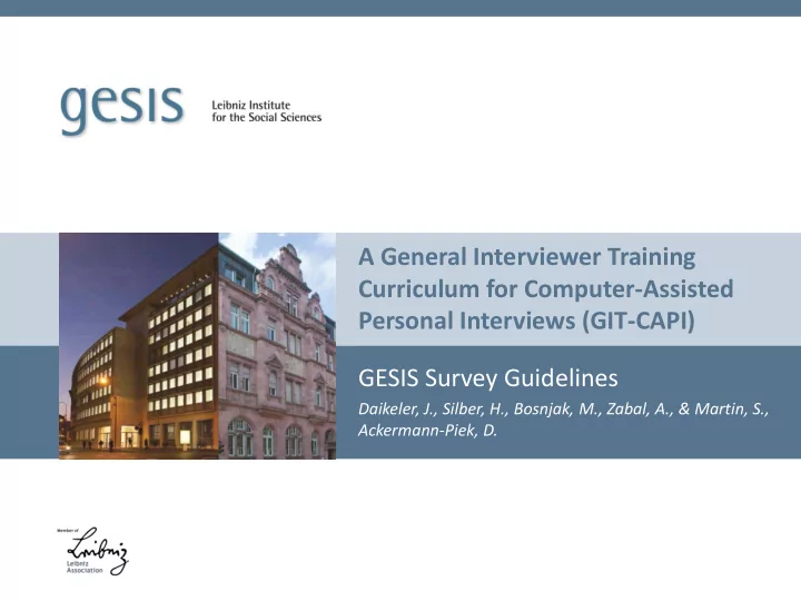 a general interviewer training
