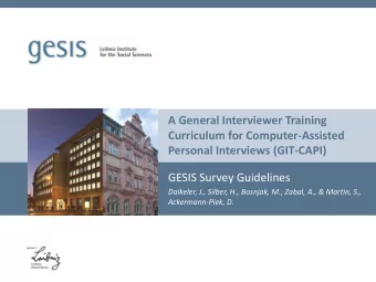 A General Interviewer Training  Curriculum for Computer-Assisted  Personal Interviews (GIT-CAPI)