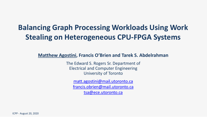 balancing graph processing workloads using work