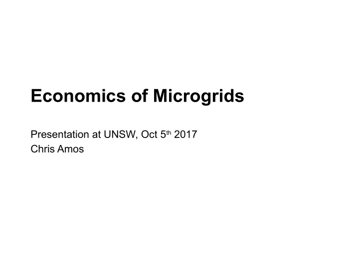 economics of microgrids