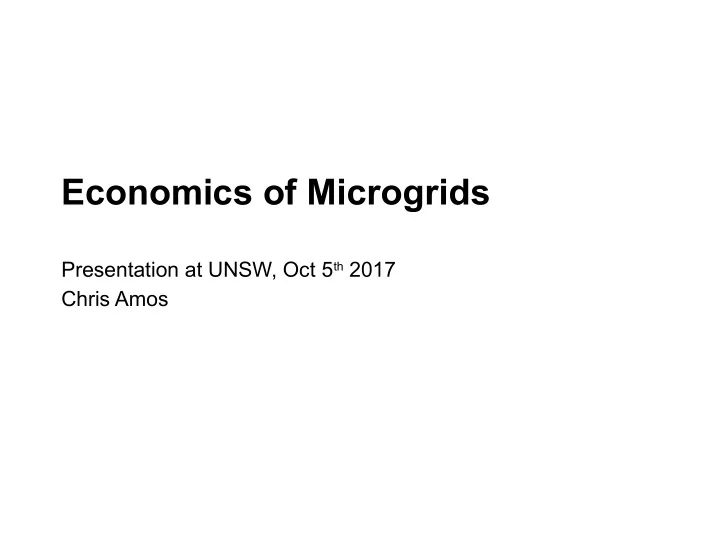 economics of microgrids