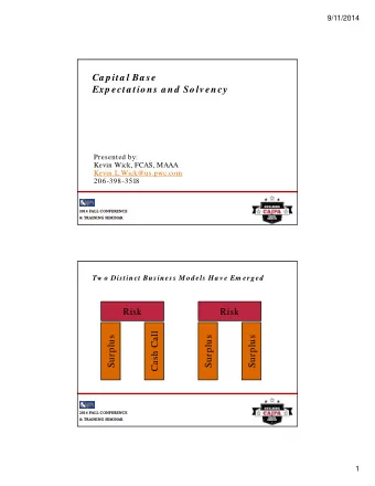 Ca p ita l Ba se  Exp ecta tions a nd  Solv ency  Presented by:  Kevin Wick, FCAS, MAAA