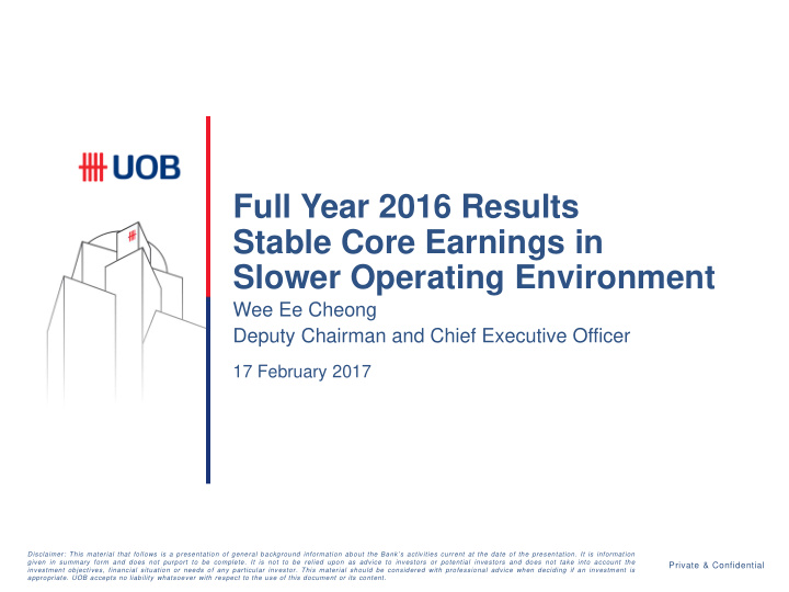 full year 2016 results stable core earnings in slower