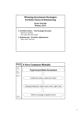 A Very Common Mistake  Javier  Estrada Typical portfolio formation  IESE  Business  School