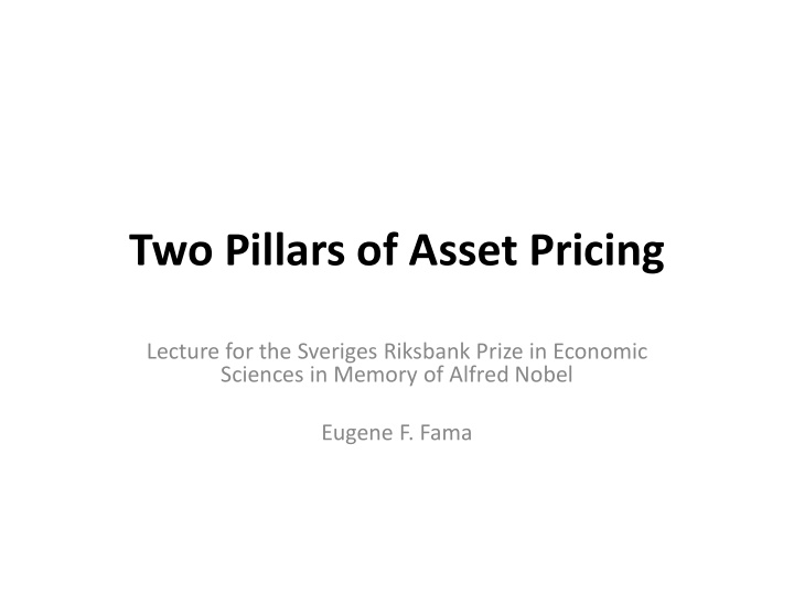two pillars of asset pricing