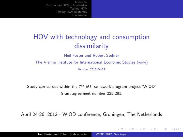 hov with technology and consumption dissimilarity