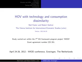 HOV with technology and consumption  dissimilarity  Neil Foster and Robert Stehrer  The Vienna