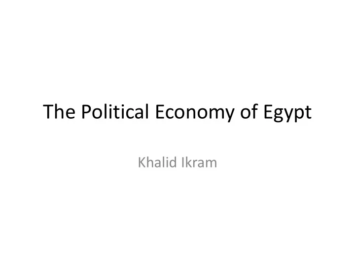 the political economy of egypt