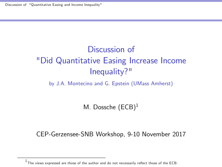 discussion of did quantitative easing increase income