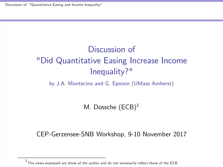 discussion of did quantitative easing increase income