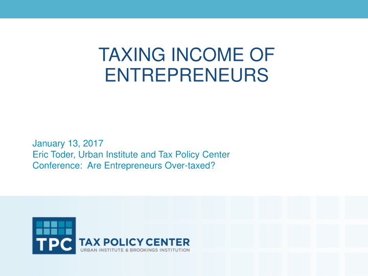 taxing income of entrepreneurs