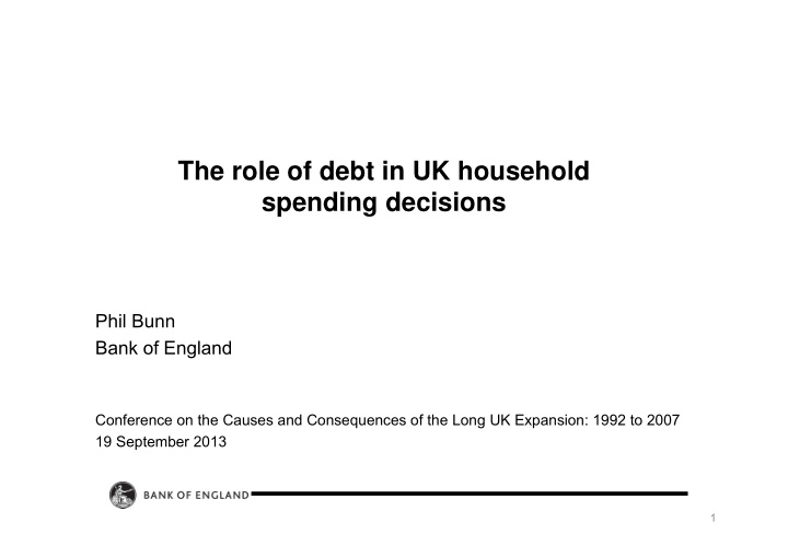 the role of debt in uk household spending decisions