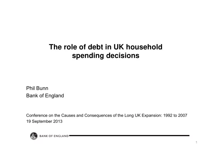 the role of debt in uk household spending decisions