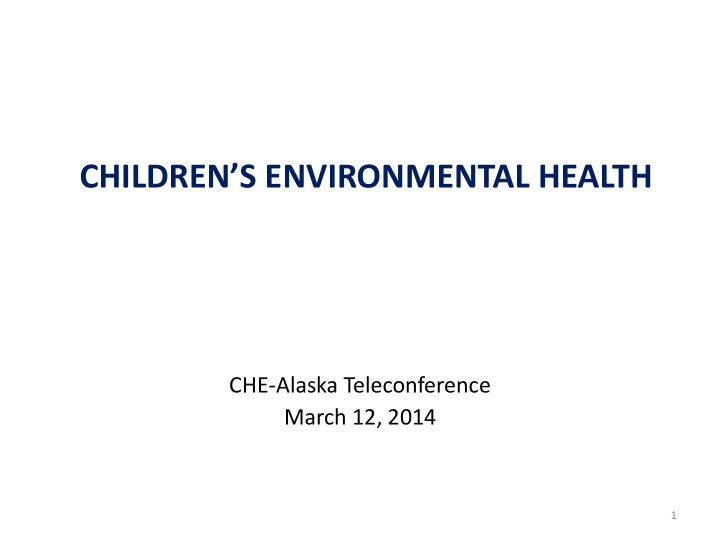 children s environmental health