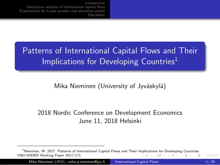 patterns of international capital flows and their