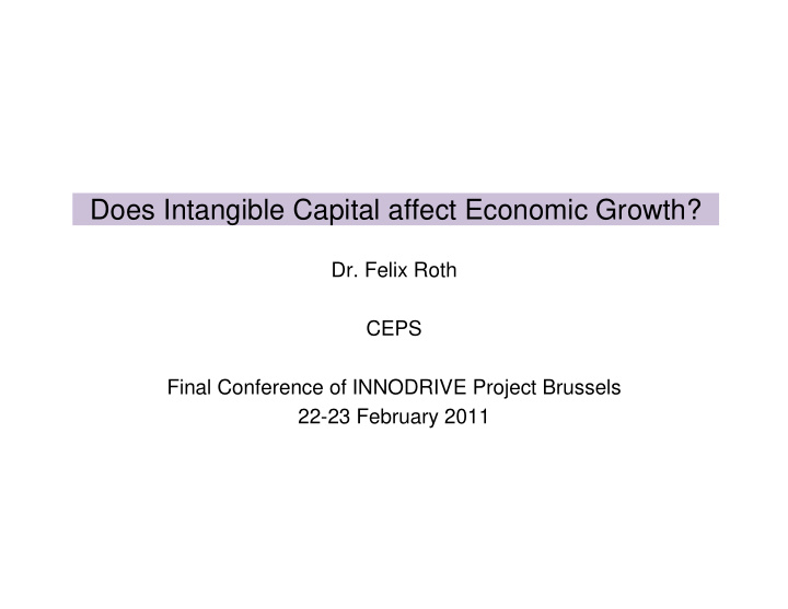 does intangible capital affect economic growth