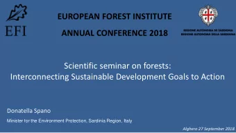 Scientific seminar on forests:  Interconnecting Sustainable Development Goals to Action  Donatella