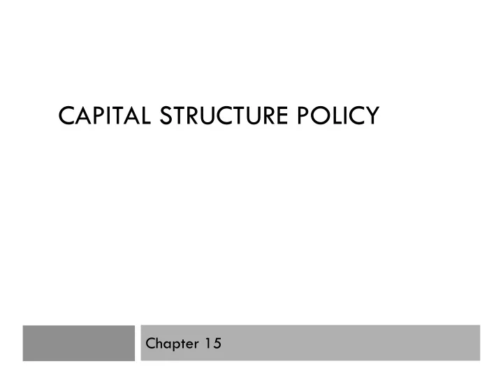 capital structure policy