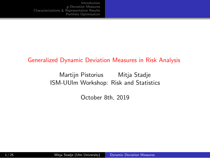 generalized dynamic deviation measures in risk analysis