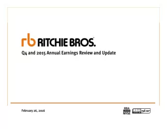 Q4 and 2015 Annual Earnings Review and Update  February 26, 2016  1  Forward looking statements and