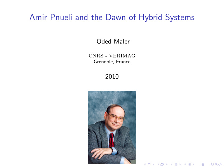 amir pnueli and the dawn of hybrid systems