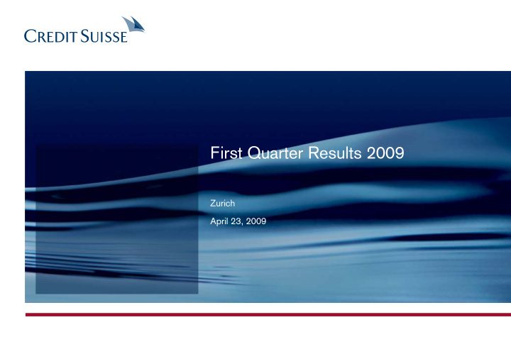 first quarter results 2009