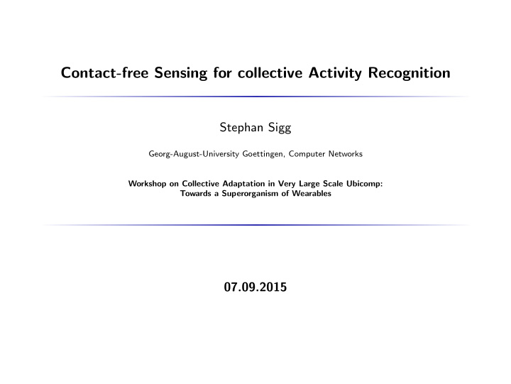 contact free sensing for collective activity recognition