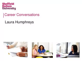 Laura Humphreys  Aims  Become familiar with our career conversations model  Identify what