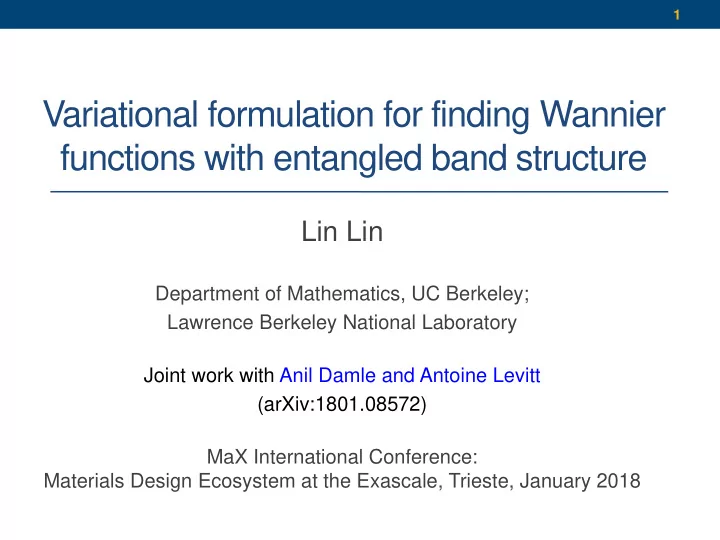 variational formulation for finding wannier functions