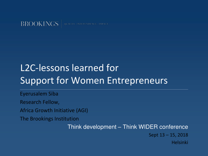 l2c lessons learned for support for women entrepreneurs