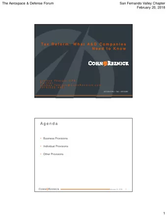 A g e n d a   Business Provisions   Individual Provisions   Other Provisions  February 22,