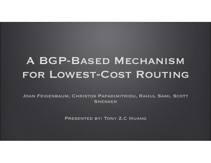 a bgp based mechanism for lowest cost routing